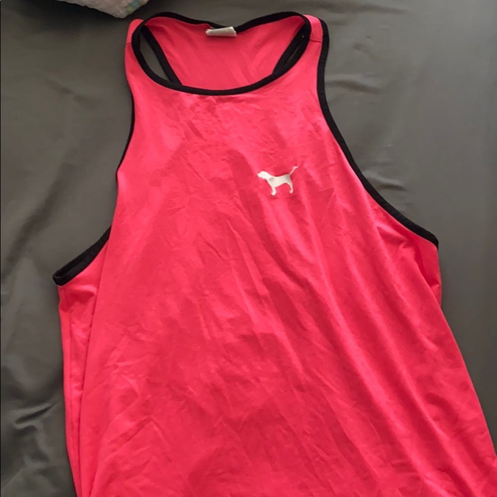 Pink quick dry material work out tank